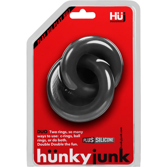 DUO LINKED COCK & BALL RINGS - BLACK  image 1