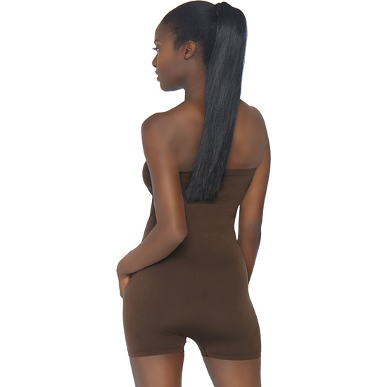 SEAMLESS STRAPLESS ROMPER - BROWN image 1