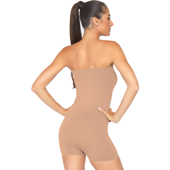 SEAMLESS STRAPLESS ROMPER - CARAMEL image 1