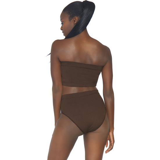 SEAMLESS BANDEAU TOP BRIEF - BROWN  image 1