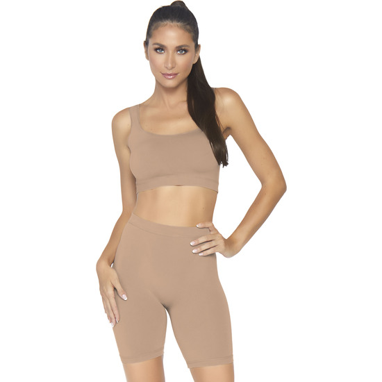 SEAMLESS TANKTOP, BIKE SHORTS - CARAMEL  image 0