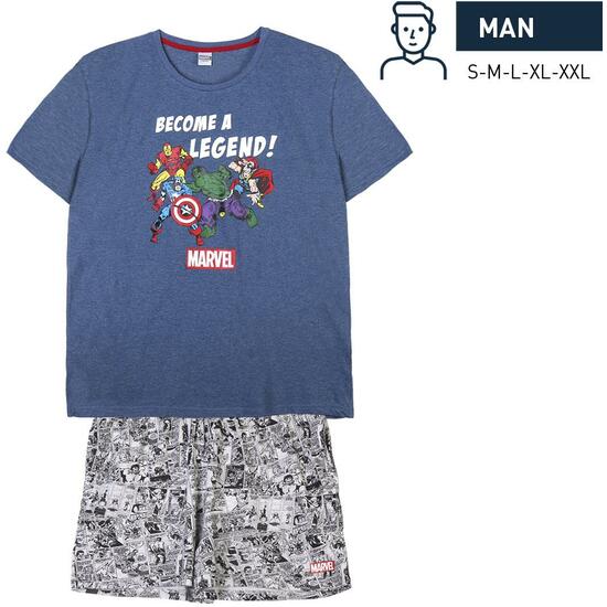 PIJAMA CORTO SINGLE JERSEY PUNTO MARVEL GRAY image 0