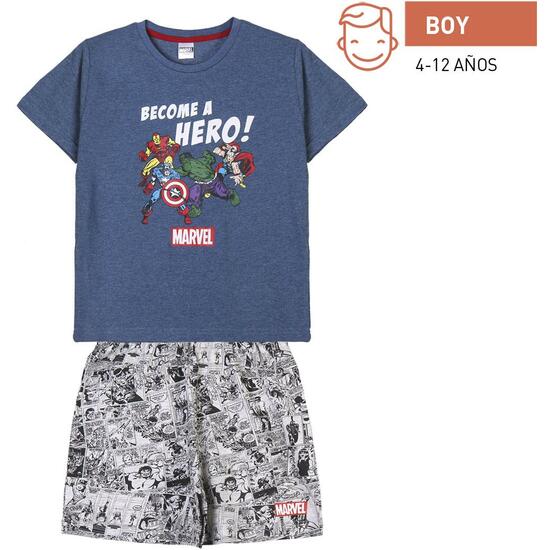 PIJAMA CORTO SINGLE JERSEY PUNTO MARVEL GRAY image 0