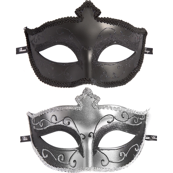 MASKS ON MASQUERADE MASK TWIN PACK - BLACK/SILVER image 0