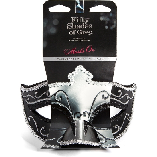 MASKS ON MASQUERADE MASK TWIN PACK - BLACK/SILVER image 1