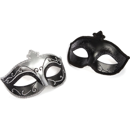 MASKS ON MASQUERADE MASK TWIN PACK - BLACK/SILVER image 2