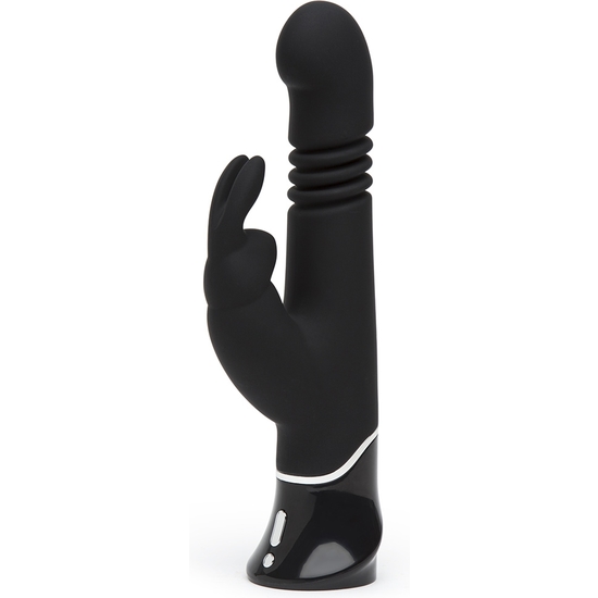 GREEDY GIRL THRUSTING G-SPOT RABBIT VIBRATOR - BLACK image 0