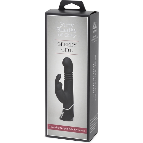 GREEDY GIRL THRUSTING G-SPOT RABBIT VIBRATOR - BLACK image 1