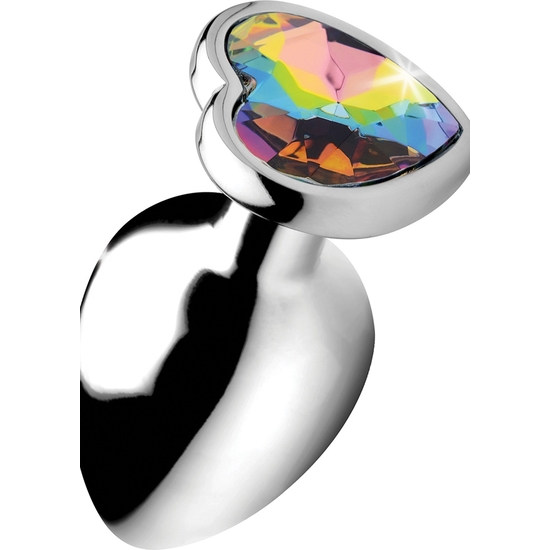 RAINBOW PRISM HEART ANAL PLUG - LARGE - SILVER image 0