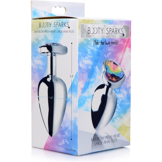 RAINBOW PRISM HEART ANAL PLUG - LARGE - SILVER image 1