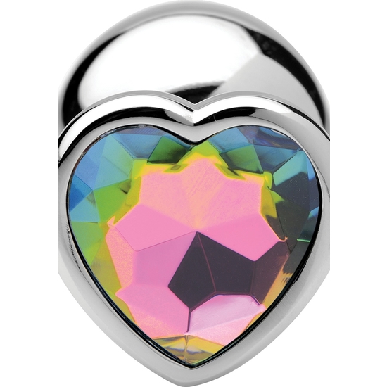 RAINBOW PRISM HEART ANAL PLUG - LARGE - SILVER image 2