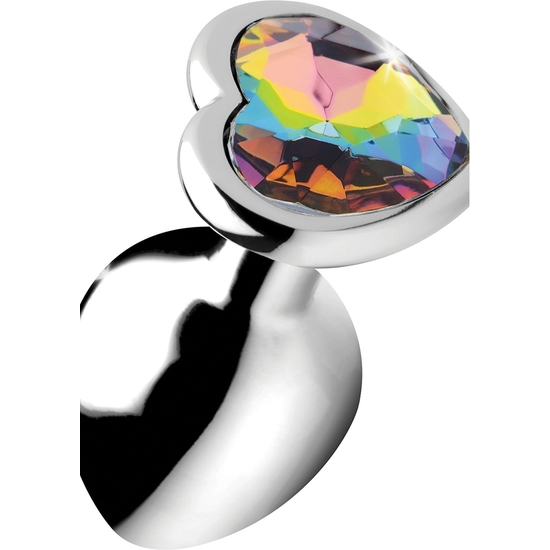 RAINBOW PRISM HEART ANAL PLUG - MEDIUM - SILVER image 0