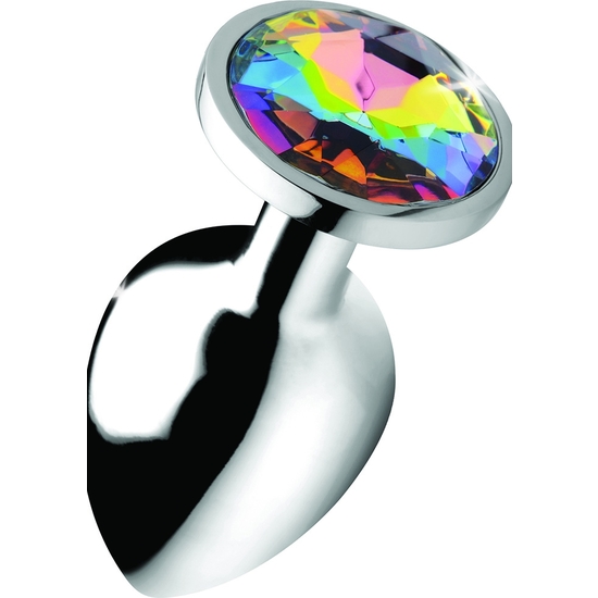 RAINBOW PRISM GEM ANAL PLUG - LARGE - SILVER image 0