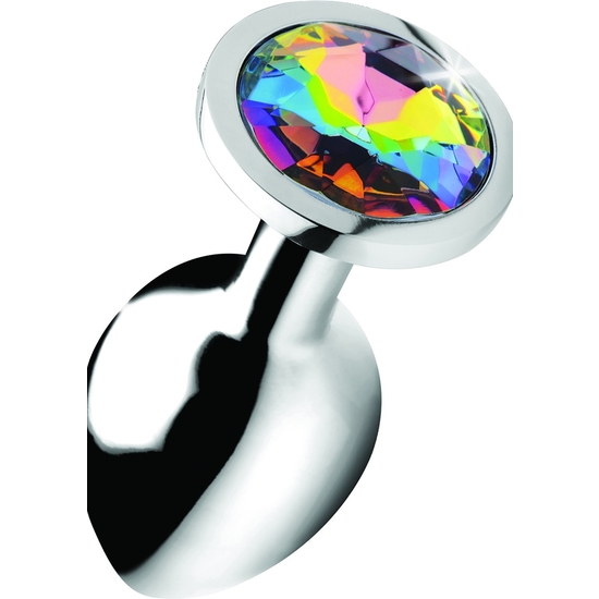 RAINBOW PRISM GEM ANAL PLUG - MEDIUM - SILVER image 0