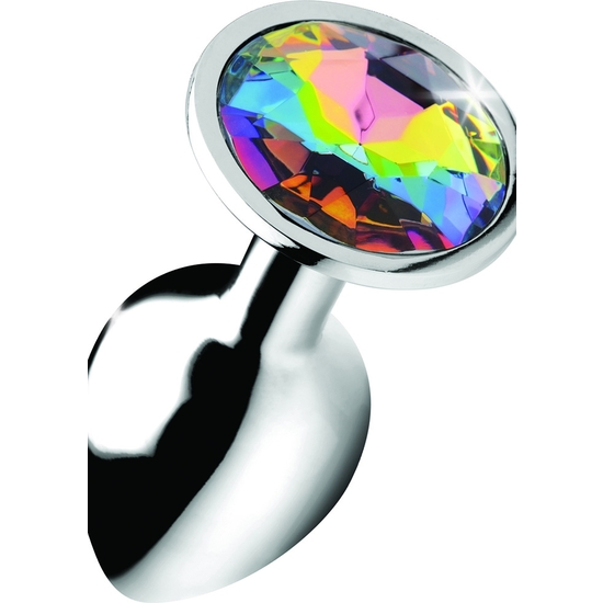 RAINBOW PRISM GEM ANAL PLUG - SMALL - SILVER image 0