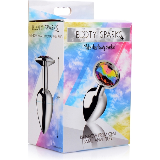 RAINBOW PRISM GEM ANAL PLUG - SMALL - SILVER image 1