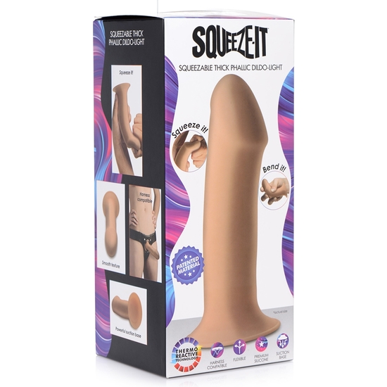 SQUEEZABLE THICK PHALLIC DILDO- FLESH image 1