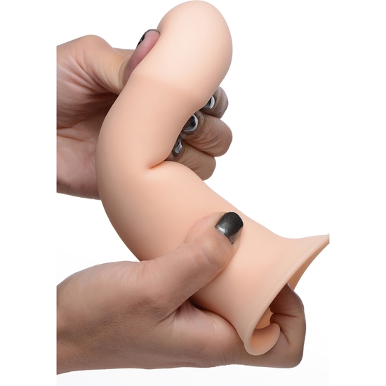 SQUEEZABLE THICK PHALLIC DILDO- FLESH image 3