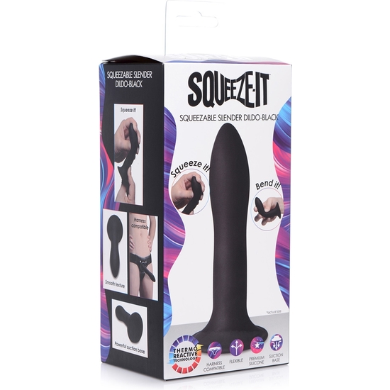 SQUEEZABLE SLENDER DILDO - BLACK image 1