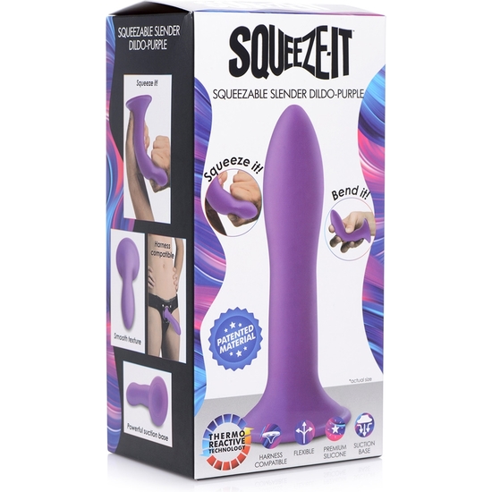 SQUEEZABLE SLENDER DILDO - PURPLE image 1