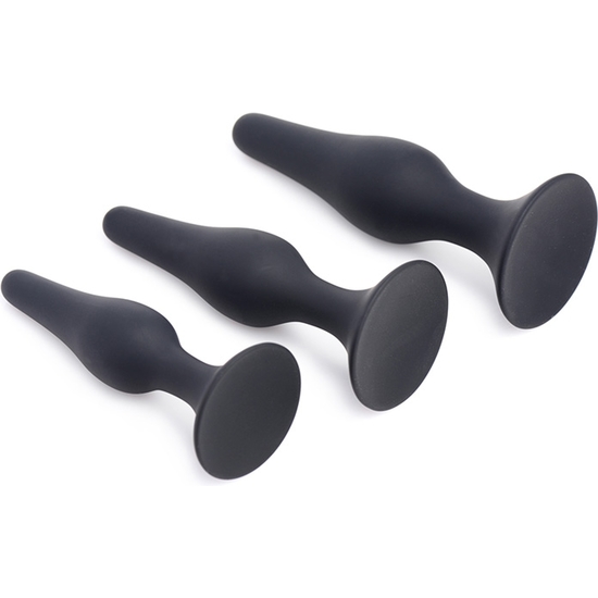 TRIPLE SPIRE TAPERED SILICONE ANAL TRAINER SET OF 3 - BLACK image 0