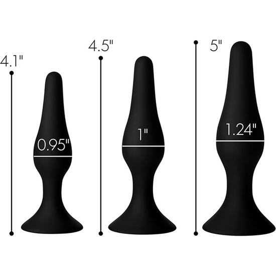 TRIPLE SPIRE TAPERED SILICONE ANAL TRAINER SET OF 3 - BLACK image 3