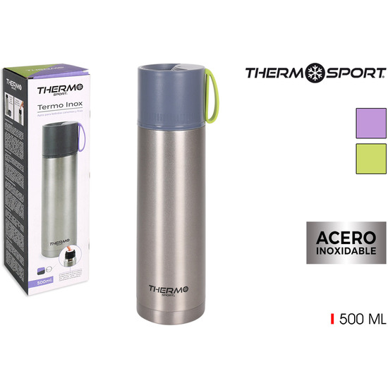 TERMO INOX 500ML TAPA PLASTICO Y GOMA THERMOSPORT image 0