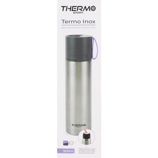 TERMO INOX 500ML TAPA PLASTICO Y GOMA THERMOSPORT image 1