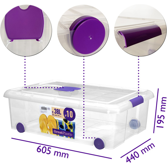 CAJA DE ORDENACIÓN CON RUEDAS NATURAL DE 38 LITROS image 1