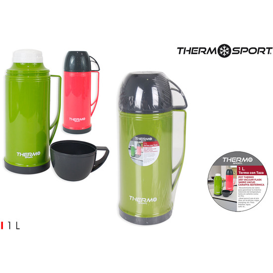 TERMO PLASTICO CON TAZA 1L THERMOSPORT image 0