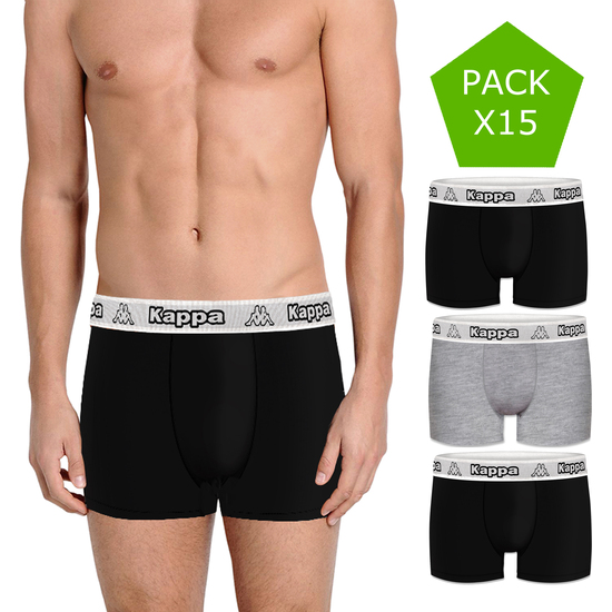 PACK 15 CALZONCILLOS KAPPA EN COLOR NEGRO Y GRIS PARA HOMBRE image 0