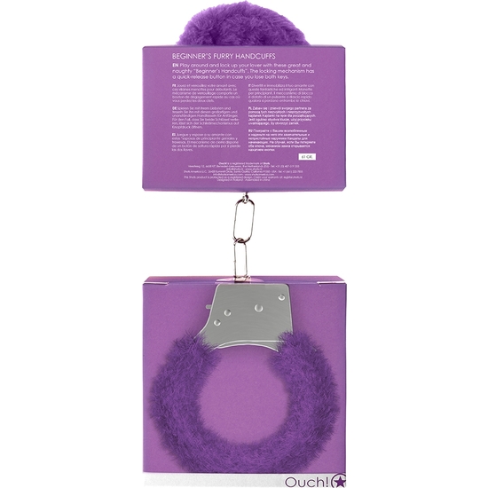 OUCH BEGINNERS FURRY HAND CUFFS PURPLE image 2