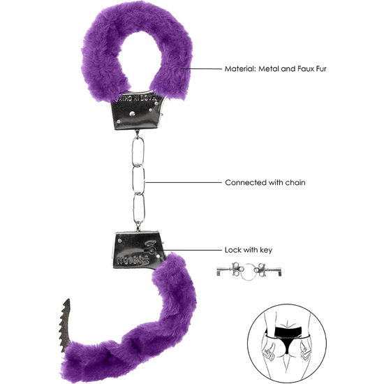 OUCH BEGINNERS FURRY HAND CUFFS PURPLE image 4