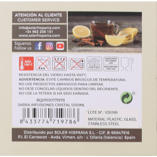 JARRA INFUSIONES CRISTAL 1250ML QUTTIN image 2