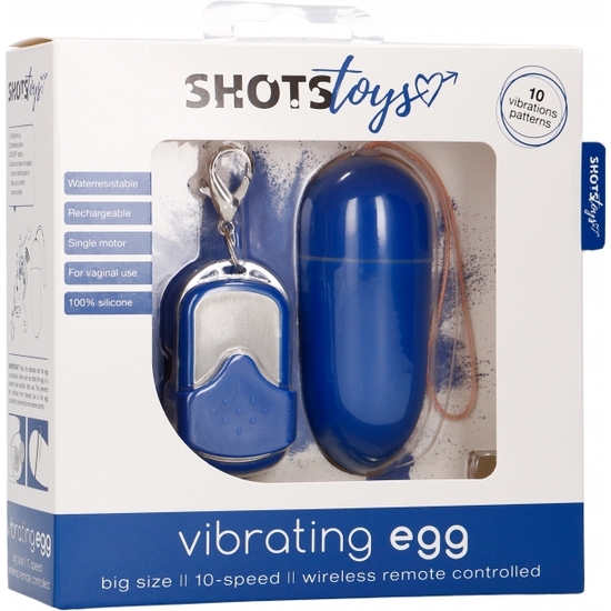 VIBRATING EGG LARGE 10 SPEED REMOTE CONTROLLED BLUE image 1