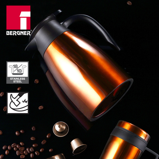 CAFETERA 1,5L EN ACERO INOX COLOR NARANJA BERGNER  image 2