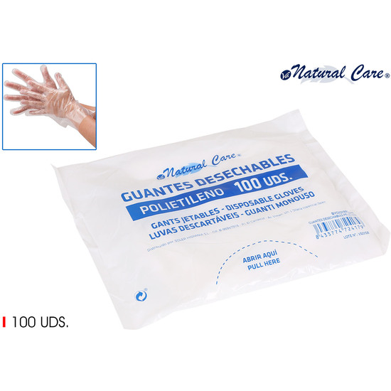 GUANTES DESECHABLES PE 100UDS NATURAL CARE image 0