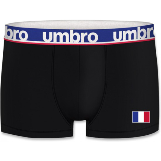 FRANCIA SUPPORTER BOXER UMBRO PARA HOMBRE, NEGRO CINTURA EN AZUL, 100% ALGODÓN image 0