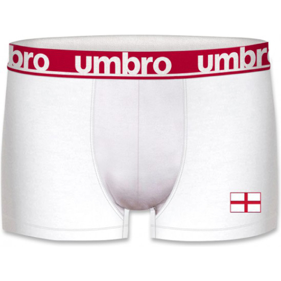 INGLATERRA SUPPORTER BOXER UMBRO PARA HOMBRE, BLANCO CINTURA EN ROJO, 100% ALGODÓN image 0