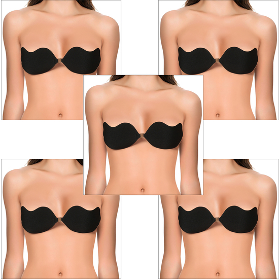 PACK DE 5 INVISIBLE BRA INTIMAX STRAPPLES CON AUTOADHESIVO EN COLOR NEGRO image 0