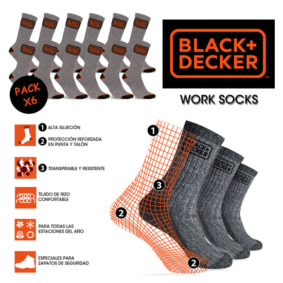 PACK 6 PARES DE CALCETINES BLACK&DECKER GRIS - TALLA 43/46 image 2