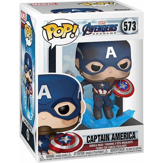 FIGURA POP MARVEL VENGADORES ENDGAME CAPITAN AMERICA WITH BROKEN SHIELD & MJOLNIR image 1