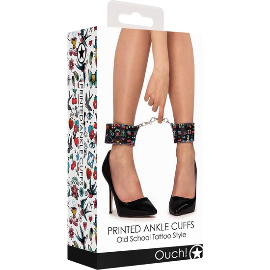 PRINTED ANKLE CUFFS - OLD SCHOOL TATTOO STYLE - BLACK image 1