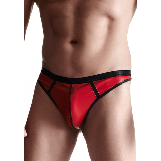 WETLOOK MENS THONGS - RED image 0