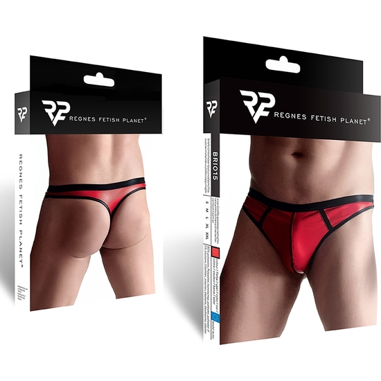 WETLOOK MENS THONGS - RED image 2