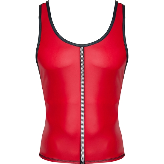 WETLOOK MENS SLEEVELESS T-SHIRT - RED image 4