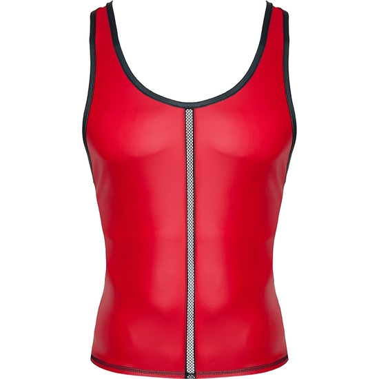 WETLOOK MENS SLEEVELESS T-SHIRT - RED image 3