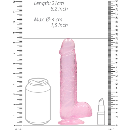 20 CM REALISTIC DILDO WITH BALLS - PINK image 2