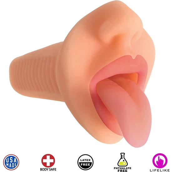 COURTNEY VIBRATING MOUTH STROKER - VANILLA image 0