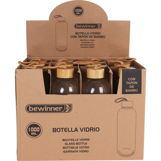 BOTELLA VIDRIO 1000ML. TAPON BAMBU BEWINNER image 1